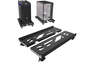 Hmseng Adjustable Pc Stand for Floor, Cpu Tower Stand with 4 Rolling Caster Wheels for Floor Carpet Gaming PC Case-Dark Black