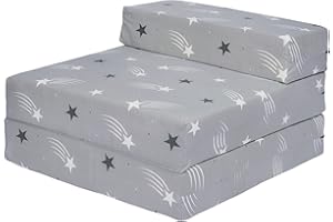 Ready Steady Bed Canapé-lit Enfant Pliable | Chaise-lit pour Enfants Imperméable pour Une Personne | Mobilier Confortable pour Tout-Petits pour Salon, Salle de Jeux (Étoiles filantes)