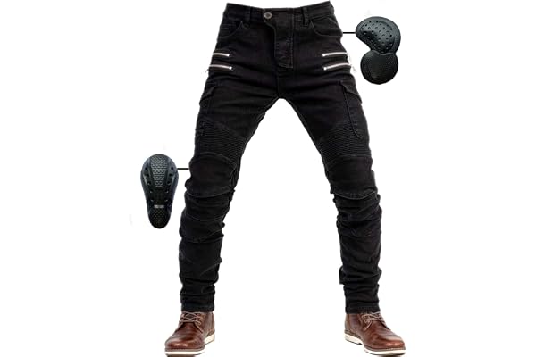 SHUOJIA Pantalon de Moto en Denim pour Homme, Jean Droit Antichute avec 4 Types D'équipement de Protection, Pantalon de Protection de Moto