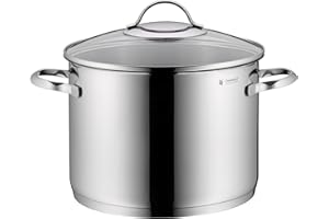 WMF Gemüse- Suppentopf Induktion 24cm, Glasdeckel, Kochtopf groß 8,8l, Cromargan Edelstahl poliert, großer Topf unbeschichtet