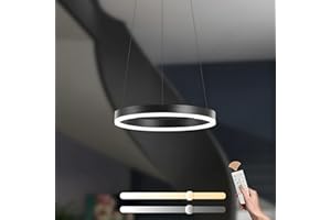 YYUTLUO Moderner DIY-Kreis-LED-Kronleuchter | 1 Schwarz Goldringe:40cm=23W| LED-Pendelleuchte aus Metall+Acryl |2,4 G Dimmbare Fernbedienung | Runde Decken-Hängelampe Wohnzimmer Schlafzimmer Esszimmer