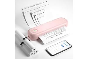 Bisofice L86 Mobiler Drucker A4 für Unterwegs 300 DPI, Kabelloser Reisedrucker Kompatibel mit Android/iOS, Tragbarer Thermodrucker A4 für Laptop, Reisen,Büro, mit 3 Thermopapier Rolle