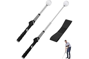 Creatvant Golf Grip Training Aid Retractable Golf Swing Training Aids with Rhythm Click Sound for Indoor Practice Warm-up Strength Tempo Training