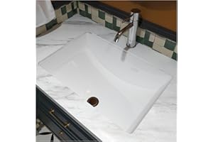 MEJE #202E Lavabo rectangulaire encastrable en céramique Blanc pur 60 x 40 cm