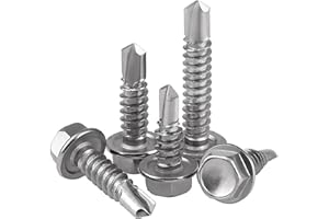 YIYINOE Lot de 290 Vis Autoforeuse Metal,M4.2 × 38mm/32mm/25mm/19mm/16mm//13mm,Vis Autotaraudeuses Autoperceuses,Vis Autoforeuse Inox,Vis en Acier Inoxydable Kit,Vis Hexagonales a Tôle Pour Plus Fixation