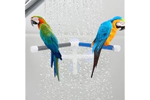 Winnfy Pet Parrot Bath Perches Standing Platform PVC Bird Bath Shower Bathing Perch Stand with Suction Cup for Parrot Macaw