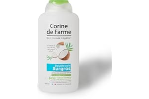 Corine De Farme, Douche Soin Surgras à la Noix de Coco, Formulé sous contrôle Pharmaceutique, Fabriqué en France, PH Neutre, Hydrate votre Peau, Flacon Recyclable 500ml
