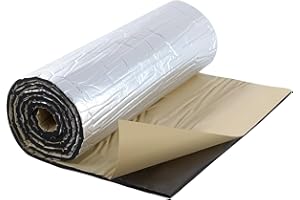 Putentfun 10mm Thick Self Adhesive Aluminium Foil Insulation,Thermal Soundproof Cotton Layer,Heat Reflector & Radiant Barrier,Ideal for Roofs,Walls & Camper, 200cm x 50cm(1㎡)