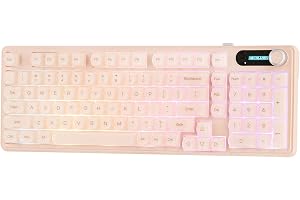MechLands M98 Silent Keyboard with Number Pad, Creamy Structure, 3 Modes Wireless Keyboard with 5000mAh Battery, Display Screen & Control Knob, RGB Backlits for Win/Mac, PC Game/Office