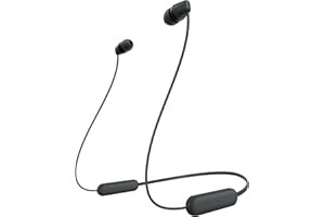 Sony kabellose WI-C100 In-Ear-Kopfhörer (bis zu 25 Stunden Akkulaufzeit, optimiert für Sprachassistenten, integriertes Mikrofon für Telefonate, Bluetooth), Schwarz, klein
