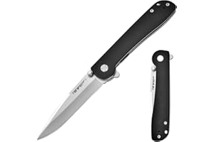 TONIFE Guiding Star Klappmesser mit Taschenclip, Rutschfeste EDC Einhandmesser, 8Cr14MoV Klinge und G10 Griff für Outdoor Camping Messer (Schwarz + Satin)