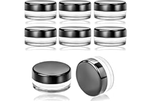 AIYVELU 8pcs Travel Sample Jars, 5ml, Cosmetic Containers, Small Empty Clear Round Jars, Mini Empty Cosmetic Jars for Creams, Samples, Powders, Lip Balms