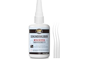 LMQ LASH Sekundenkleber extra stark, 25g, Cyanacrylat(CA) Kleber, Superkleber extra stark für alles, Inkl.Anti-Verstopfungskappe und dünnen Aufsetzkanülen, Sekundenkleber flüssig - Dünnflüssig 3 CPS
