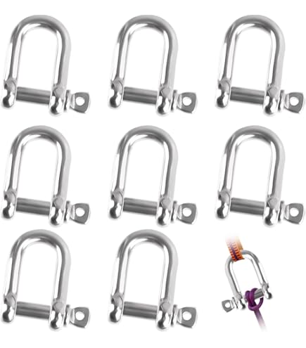 PATIKIL 6-Pack M8 Screw Pin Shackles - 304 Stainless Steel D-Ring 705lbs Capacity