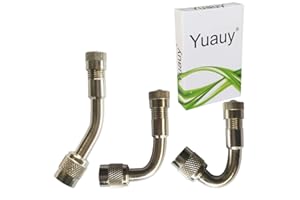Yuauy (Total Set of 3) 45 90 135 Degree Valve Stem Extension Extenders Tyre Angled Brass Universal Schrader Adapter for Car Motorcycle Bike Scooter