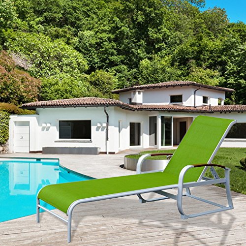 Liege Garten Gartenliege Sonnenliege Relaxliege Liegestühle Liegestuhl Grün Relax Sonnenbad Verstellbar Stahl XXL 217 x 57,5 x 33 cm - 8