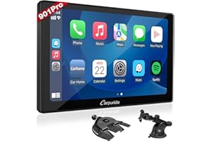 Carpuride W901 Pro Android Auto sans Fil & CarPlay sans Fil, Portable 9 Pouces Écrans de Tableau de Bord intégrés, avec Bluetooth 5.0/FM/GPS/Mic/Mirror Link/Siri/G00gle pour Tous Les Types de Voitures