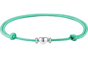 J.Endéar Cavigliera Cuore Argento 925 Donne, Cavigliera Corda Fatta A Mano 32cm Cavigliera Regolabile Amore, Regalo Festa Della Mamma Di Compleanno