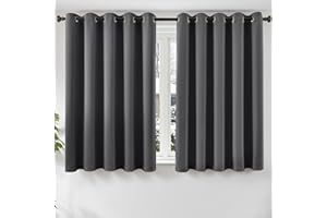TOPICK Super Soft Grey Blackout Curtains for Bedroom, Solid Thermal Curtains for Bedroom, Window Treatments Drapes for Room Darkening, Ring Top Light Blocking Curtains, W66 x L54 Inch