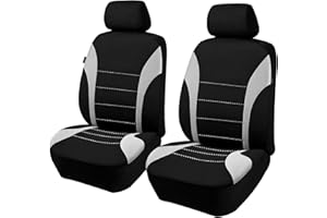 VBGURR 2 Stück Autositzbezüge für Vordersitze,Atmungsaktiv Autositzschoner Airbag-kompatibler Autositzabdeckungen,Schonbezug Autositz Vorne für Autositze (Grau)