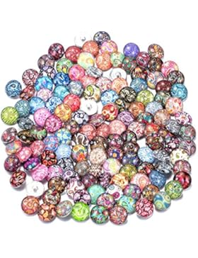 Soleebee Gemischt zufällig Glas Aluminium Click Button fit 5.5mm-Knopfloch Schmuck Charms Set 100 Stück - Cashewnuß...