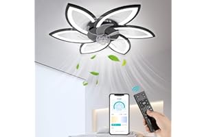 FIMEI 30.7'' Ceiling Fan with Lights, 6 Speeds Fan & Stepless Dimming Light, Remote Control & APP, Modern Fan Lighting for Living Room, Dining Room, Bedroom, Office