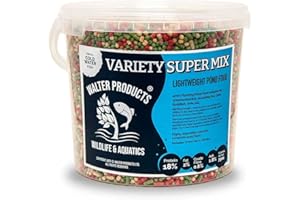 WALTER PRODUCTS WILDLIFE AND AQUATICS Walters Variety Super Mix (5L Tub) | Pond Fish Food for Goldfish, Koi and all Cold Water Pond Fish | Nutritional Floating Fish Food Pond Pellets and Sticks in Stay Fresh EasyTubs