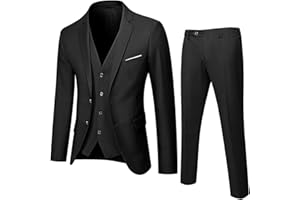 SONNENA Costume Homme 3 Pièces Mariage Slim Fit Smoking Costumes Couleur Pure Formel Veste Gilet et Pantalon