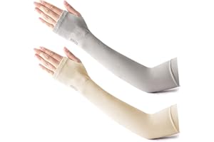 LumiSyne 2 Pairs UV Sun Protection Arm Sleeves Women Men UPF 50+ Stretchy Compression Sleeves Long Elbow Armwarmers Cooling Arm Sleeves For Summer Sports Running Cycling Basketball Tattoo Cover Up