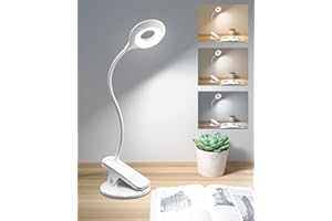 ‎ZEMTY zemty Klemmlampe Bett, 20 LED 3 Modus, 360° Flexibel Schwanenhals Leselampe Buch klemme Dimmen Bettlampe mit Touch-Steuerung USB Aufladbares Akku Led Klemmleuchte Augenschutz Leselampe Kinder, Weiß