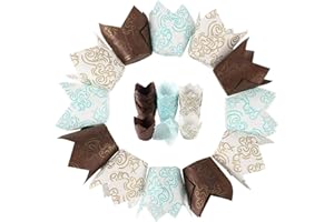 QANYE 150 Pezzi Tazze di Carta per Muffin, Carta per Muffin Tulip, Cupcake Liners, Pirottini Tulip, con Motivo a Nuvole di Buon Auspicio, Utilizzato per Torte per la Casa e per le Feste （Blu, Oro, Caffè）