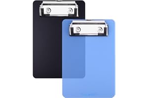 Wisdompro Portablocco Plastica A6 2 pezzi, Cartellina Rigida con Pinza 10 x 15 cm, Porta Blocco Appunti per Notebook, Ricevuta, Elenco, Questioni Importanti (Nero, Blu)