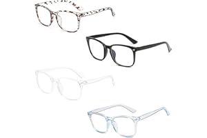 DXPETA Kids Blue Light Glasses, 4-Pack PC Material Blue Light Blocking Glasses For Kids, 14.1 X 13.6 Cm/5.55 X 5.35 In, Black/White/Cow Print Jelly Frame