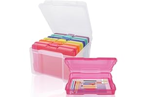 APACALI 4x6 Inch Multi-Colored Photo Case, Photo Storage Boxes 6 Inner, Photo Organizer Cases for Photos, Stationary, Arts, Toys, Seeds and etc.