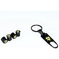 Careflection Premium Car Tyre Valve Cap Air Cap Car Tyre Valve Stem Cap Air Covers with Keychain Compatible for All Ferrari Cars