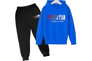 YOUPO Tute for bambini Trapstar, felpa con cappuccio e pantaloni da jogging con stampa Trapstar London autunno/inverno Completi di abbigliamento in 2 pezzi Abbigliamento sportivo