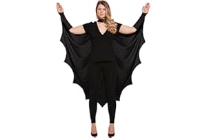 HENBRANDT Premium Adult Bat Cape Costume Accessory - Black Gothic Vampire Wings Fancy Dress Halloween Party Outfit One Size Unisex Cosplay for Men and Women
