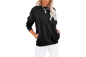 YUANXIAO Sweatshirt Damen Pullover Herbst Winter Rundhals Sweater Farbblock Pulli Langarmshirt Baumwolle Elegant Langarm Oberteile mit Taschen