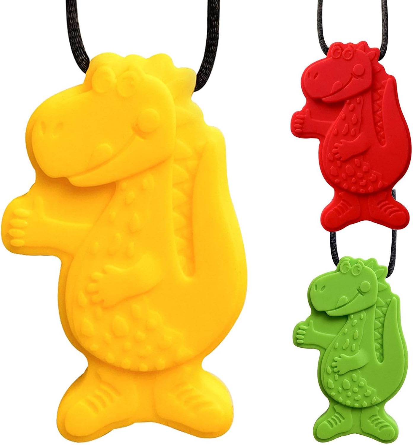 Chew Necklaces Sensory Kids - Silicone Teething Jewelry | 60g Motor Aid Pendant, ADHD Sensory Chewing Necklace Set, Durable Safe Bite Resistant Necklace Toy with Dinosaur Shape Design