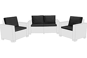 Sapphire Collection Outdoor Garden Rattan seat cushions Water Resistant Pad for Keter Allibert California Furniture Patio Chair Cushion Only Padding (8 Pc Black Patio Set)