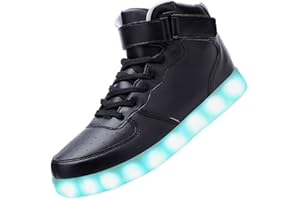 PADGENE Chaussures de Sport Montantes à LED Clignotantes Femme/Homme Rechargeables par USB