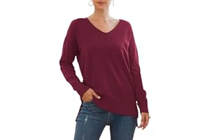 PCEAIIH Women's Jumpers Casual Lightweight V Neck Oversized Knitted Top Loose Pullover Sweater Tops for Winter