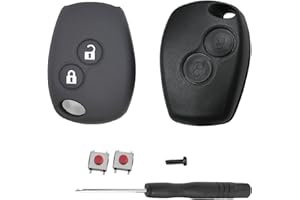 SLshiBo Carcasa para llave de coche de Renault con 2 botones, carcasa de silicona con 2 micropulsadores y destornillador, para Renault Kangoo Modus Clio Master Trafic Twingo Switch y Dacia