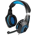 Vertux Denali Wired Over-Ear Headphones | 3.5mm USB Gaming Headset | Noise Isolating Headphones | Adjustable Headband for Comfort | PC, Xbox, One, PS4 & Smartphones-Blue
