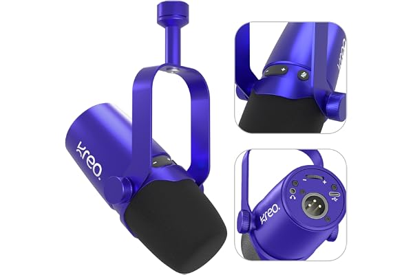 Kreo Kast Dynamic Mic, XLR/USB, for Podcasting, Gaming, Streaming, Recording, Durable All Metal Body with Dynamic Mic with Cardioid Pickup Pattern, Focused Recording, Noise Filtering (Kast, Blue)
