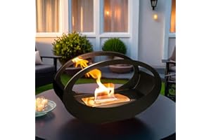 JHY DESIGN Portable Tabletop Firepit 40cm L Clean-Burning Bio Ethanol Ventless Fireplace Fire Bowl Pots with Two-Sided Oval Glass for Indoor Outdoor Parties Events Wedding Home Decor