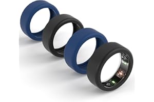 SNYEEST 4PC Silicone Ring Cover Compatible with Oura Ring 4/Ring 4 Ceramic/Ring Gen 3/ULTRAHUMAN Ring AIR, Anti-Scratch Elastic Finger Case for Woking Out Women Men (Black*2+Blue*2, M for 11/12/13/14/15)