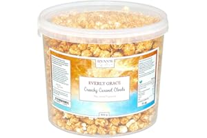 Everly Grace Popcorn – Crunchy Caramel Clouds, 600 g – Secchio di popcorn al caramello dolce e vaniglia bourbon, fatto a mano in Germania