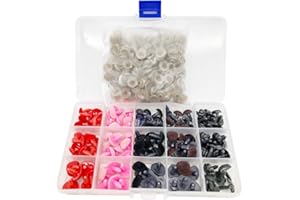 BITEYI Coloridos Plastic Narices de Seguridad DIY Vistoso Craft Narices con Arandelas 130 Piezas 12-16mm para Muñeca,Marioneta,Felpa Animal