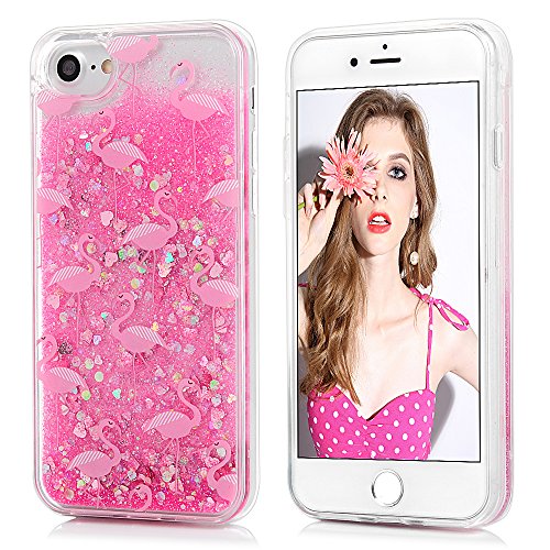 iphone 7 iphone 8 H  lle Badalink UltraSlim Schutzh  lle TPU PC Handyh  lle Case Cover Treibsand Fl  ssige Glitzer Glitter Herz Flamingo Handytasche A